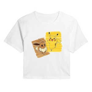 Women's - Pokémon - Pika Eevee Marker Cropped Graphic T-Shirt - 1 of 4