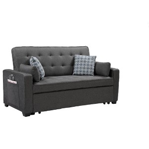 VYNXARIA 70" Modern Gray Fabric Sleeper Sofa with 2 USB Charging Ports and 4 Accent Pillows - 1 of 4