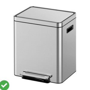 2 x 15L/2 x 18L/2 x 20L Trash Can Stainless Steel Dual Compartment Step-on Recycling Bin w/Soft-Close Lids & Removable Plastic Inner Buckets - 1 of 4