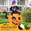 Tangkula 5FT Inflatable Halloween Cat on Pumpkin LED Blow up Lighted Black Cat W/ Pumpkin Decoration Holiday Decorations - 3 of 4