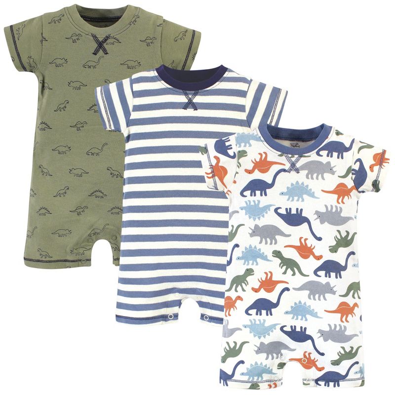 Touched by Nature Baby Boy Organic Cotton Rompers 3pk, Bold Dinosaurs, 1 of 6