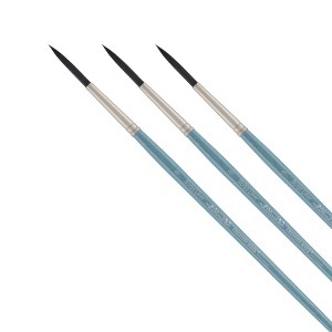Mimik Professional Watercolor Brushes - Script Liner # 8 - 3 Pk - Synthetic Squirrel Hair - Natural Bristle Artist Brushes for Watercolors, Gouache & - 1 of 4