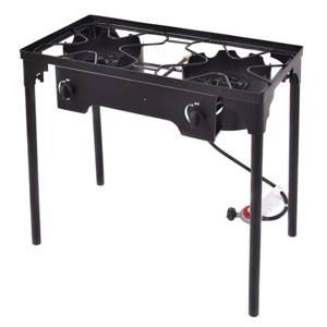 Costway Double Burner Gas Propane Cooker Outdoor Picnic Stove Stand BBQ Grill - 1 of 4