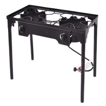Barton 58,000 BTU Outdoor Camping Propane Double Burner Stove Cooking  Station with Drop-Down Side Tables 95537-H - The Home Depot