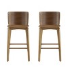 Set of 4 Armless Wooden Bar Stools,Rubberwood Frame Bar Chairs with Square Bentwood Seat,Low Curved Back Bar Stools for Bistro Cafe-Coolbibila - 3 of 4