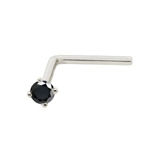 Jewelry Avalanche Black Moissanite 22G 14K Gold L-shape Nose Stud - 1 of 4