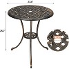 23.6Inch Patio Table with 2Inch Umbrella Hole - Outdoor Round Anti-Rust Cast Aluminum Small Coffee Bistro Table Antique Design - 2 of 4