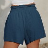 Women's Blue Smocked Waist Flared Leg Shorts - Cupshe - 4 of 4