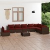 vidaXL 9 Piece Outdoor Lounge Set with Cushions - Premium Poly Rattan, Durable Steel Frame, Comfortable Seats, Easy-to-Clean, Trendy Design - 2 of 4