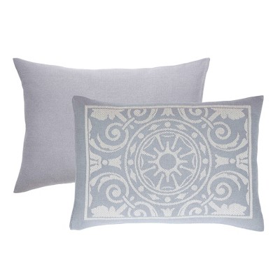 Full Slate Blue Cotton Blend Vintage Medallion Bedspread Set