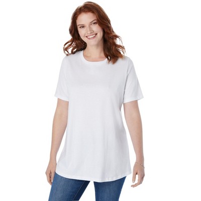Woman Within Women's Plus Size Petite Perfect Short-Sleeve Crewneck Tee