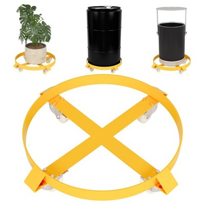 55 Gallon Drum Dolly, 1000 lbs Capacity Heavy-Duty Barrel Can Cart with Cross Braces and 4 Wheels, Steel Frame Dolly