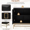 Rattan Cabinet, Sideboard Buffet Cabinet with 2 Adjustable Height Shelf, Metal Handle and Legs, 220 Lbs Weight Capacity, Retro Accent Storage Cabinet - 3 of 4