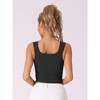 Allegra K Women's Ribbed with Built-In Bra Slim Fit Square Neck Tank Top - 2 of 4