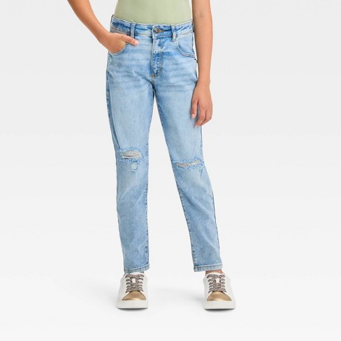 Girls' High-rise Tapered Cropped Jeans - Art Class™ Light Wash Blue 16 :  Target