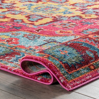Reversible Medallion Synthetic Area Rug - Stain-resistant and Easy Care