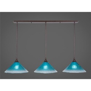 Toltec Lighting Any 3 - Light Chandelier in  Bronze with 12" Teal Crystal Shade - 1 of 1