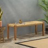 43" Rustic Bench with Handwoven Faux Rattan Seat and Lightweight Acacia Wood Frame for Outdoor Spaces -3irtyhousy - 2 of 4
