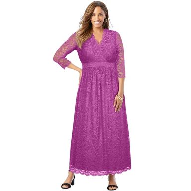 Jessica London Stretch Lace Maxi Dress - 26 W, Deep Orchid : Target