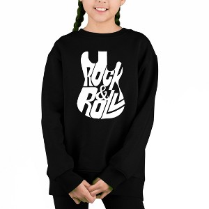 LA Pop Art Rock And Roll Guitar - Girl's Word Art Crewneck Sweatshirt - 1 of 4
