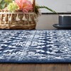 Modern Rugs Floral Print Mat Non-Slip Boho Low Pile Non-Shedding Carpet, 9' x 12' Blue - 4 of 4