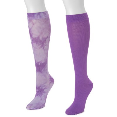 Muk Luks Women's 2 Pair Pack Compression Socks, Lavendar/lilac,  Small/medium : Target