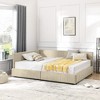 Sapphtopaz Daybed Bed Frame with Tufted Upholstered Sofa Bed with Armrests and Wood Slats Support Beds for Apartment, Bedroom - 3 of 4