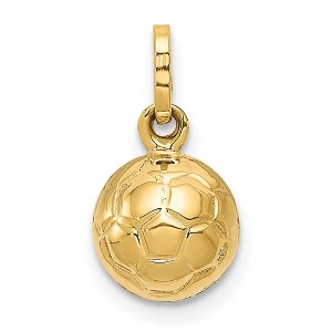 Black Bow Jewelry 14k Yellow Gold Polished 3D Soccer Ball Pendant, 8mm - 1 of 4