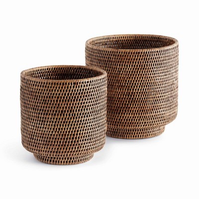 Plum & Post BURMA RATTAN CACHEPOTS LARGE, SET OF 2