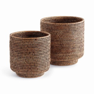 Plum & Post BURMA RATTAN CACHEPOTS LARGE, SET OF 2 - 1 of 4
