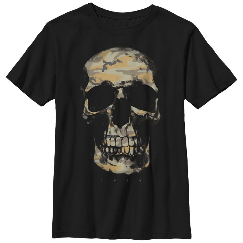 Boy's Lost Gods Camouflage Print Skull T-Shirt, 1 of 5