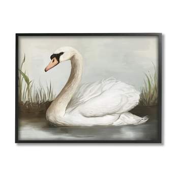 Stupell Industries Swan in Pond Painting Framed Giclee Art