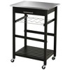 HOMCOM Kitchen island Cart Rolling Trolley Utility Serving Cart with Stainless Steel Tabletop, Rack & Drawer - 4 of 4