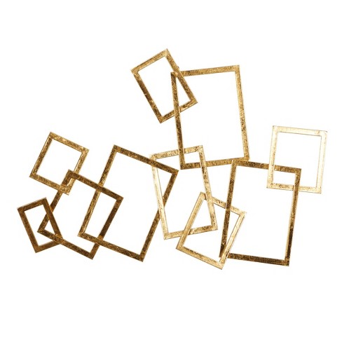 Metal Geometric Overlapping Rectangles Wall Decor Gold ...