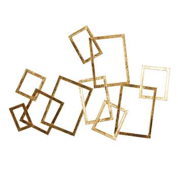 Metal Geometric Overlapping Rectangles Wall Decor Gold - CosmoLiving by Cosmopolitan