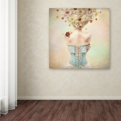 Girl of the Flower Garden Photography Canvas Art in Pastel Colors