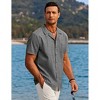 COOFANDY Men's Casual Button Down Short Sleeve Linen Beach Cuban Vacation Textured Shirts with Pocket - 4 of 4
