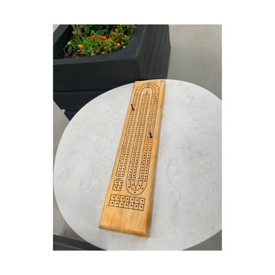 Solid Wood Cribbage Board Game with Metal Scoring Pegs