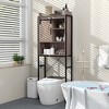 Costway Over-The-Toilet Storage Cabinet Bathroom Organizer w/ Sliding Barn Door Rustic Brown/Espresso/Grey - 2 of 4