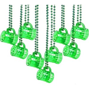 4E's Novelty St. Patrick's Day Beads Necklace with Shot Glasses Design - Pack of 12, Transparent Green, Ideal for Irish-Themed Parties and Costumes - 1 of 3