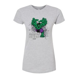 Women's - Marvel - Hulk Smash Through Wall Fitted Graphic T-Shirt - 1 of 3