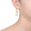 Guili Elegant Sterling Silver 14K Gold Plated Hoop Earrings with 11.5-12MM Genuine Freshwater Pearls for a Luxurious, Timeless Design - 3 of 3