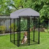 Pawhut 4' x 4' x 6' Large Dog Kennel Outdoor Steel Fence with UV-Resistant Oxford Cloth Roof & Secure Lock - 3 of 4