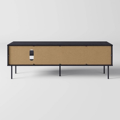 Lysander Black Fluted Engineered Wood TV Stand with Cabinet