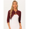 Allegra K Women's Elegant 3/4 Sleeve Cropped Vintage Lace Trim Shrug - 2 of 4