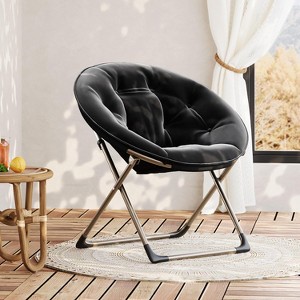Comfy Oversized Saucer Chair - Plush Reading Lounger for Adults, Sturdy XL Frame, Foldable Accent Chair for Bedroom, Living Room & Dorm - 1 of 4