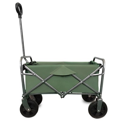 VisioGear Folding Wagon Cart with Rotating Handle, Adjustable Design for Transport Use, Green, 26.62"*15.55"*30.7"