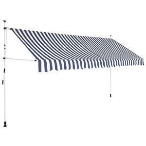 VidaXL Manual Retractable Awning 157.5" Blue and White Stripes - 1 of 4