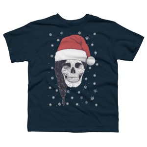 Boy's Design By Humans Christmas skull By kodamorkovkart T-Shirt - 1 of 3