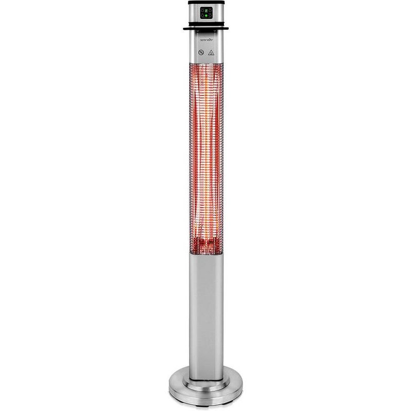 SereneLife 1500W Infrared Patio Heater, Electric Table Heater, Indoor-Outdoor, Remote Control, Silver, Model SLOHT42, 1 of 7